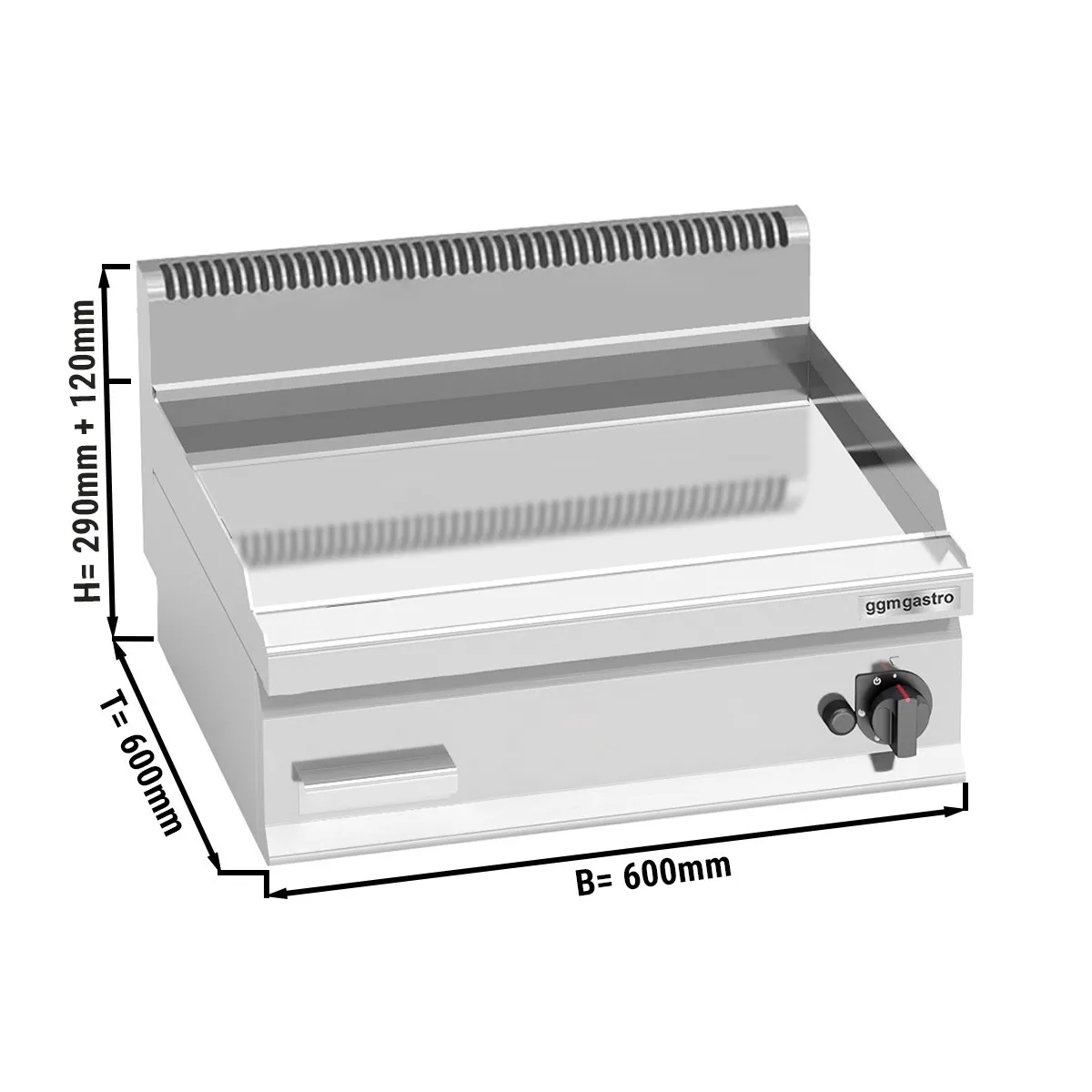 Gas Bratplatte - 8 kW - Glatt - Hardchrom