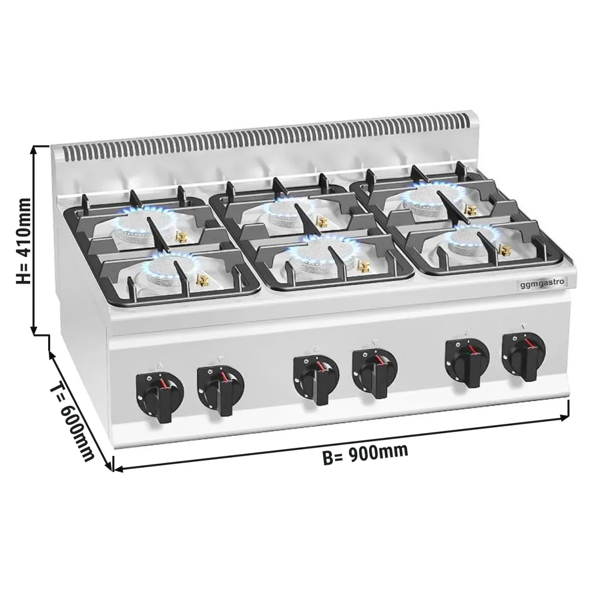 Gasherd - 28,5 kW - 6 Brenner