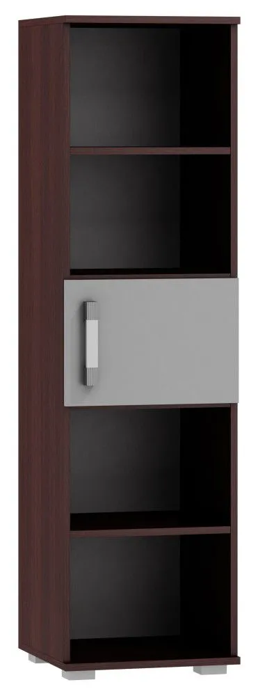 Regal Tabubil 16, Farbe: Wenge / Grau - Abmessungen: 145 x 41 x 41 cm (H x B x T)