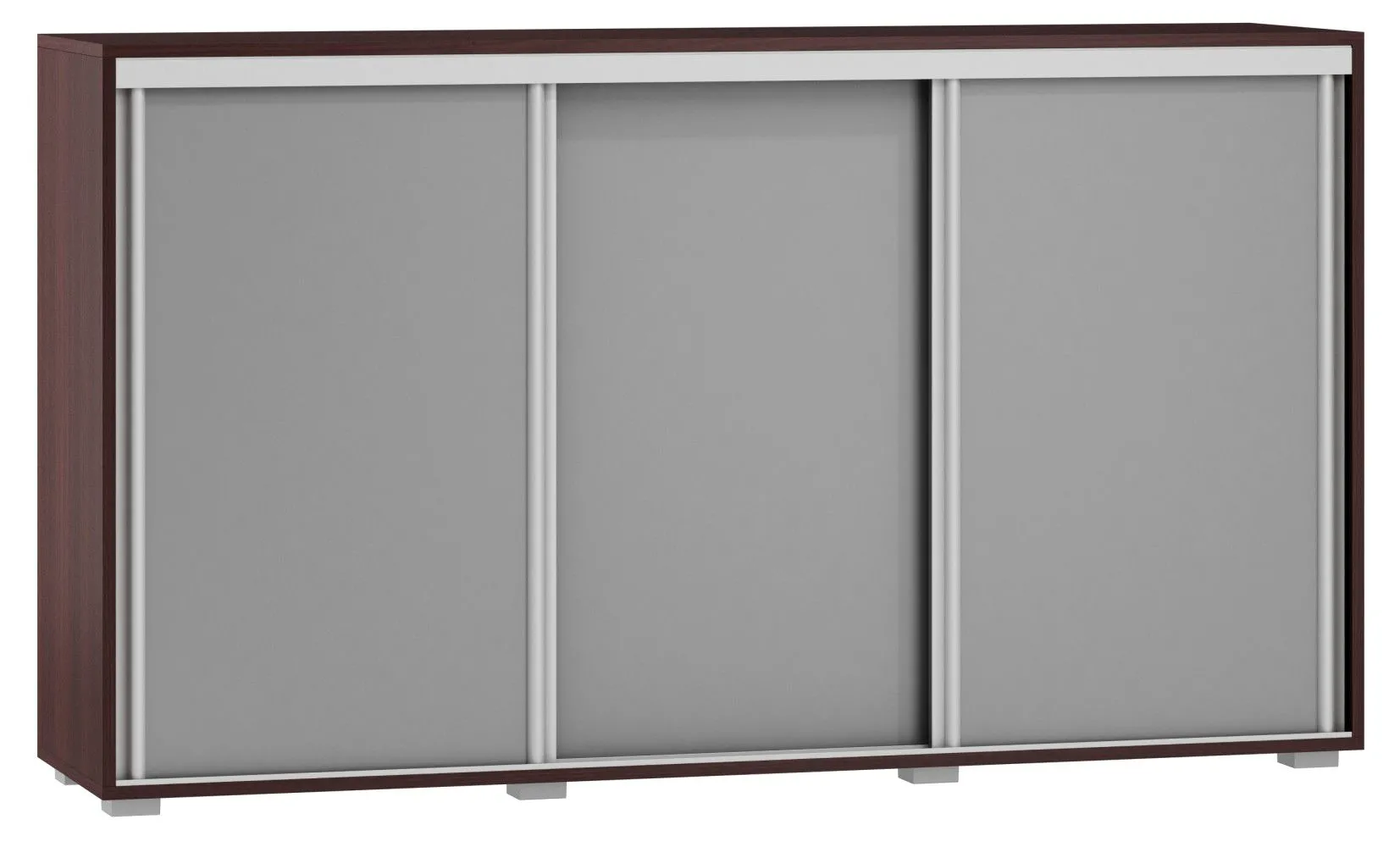 Kommode Tabubil 28, Farbe: Wenge / Grau - Abmessungen: 92 x 160 x 41 cm (H x B x T)