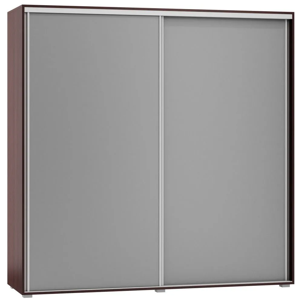Schiebetürenschrank / Kleiderschrank Tabubil 32, Farbe: Wenge / Grau - Abmessungen: 200 x 200 x 60 cm (H x B x T)