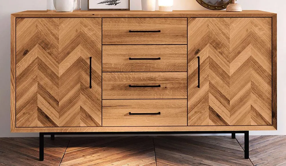 Kommode Kumeu 36 Kernbuche massiv geölt - Abmessungen: 80 x 144 x 45 cm (H x B x T)