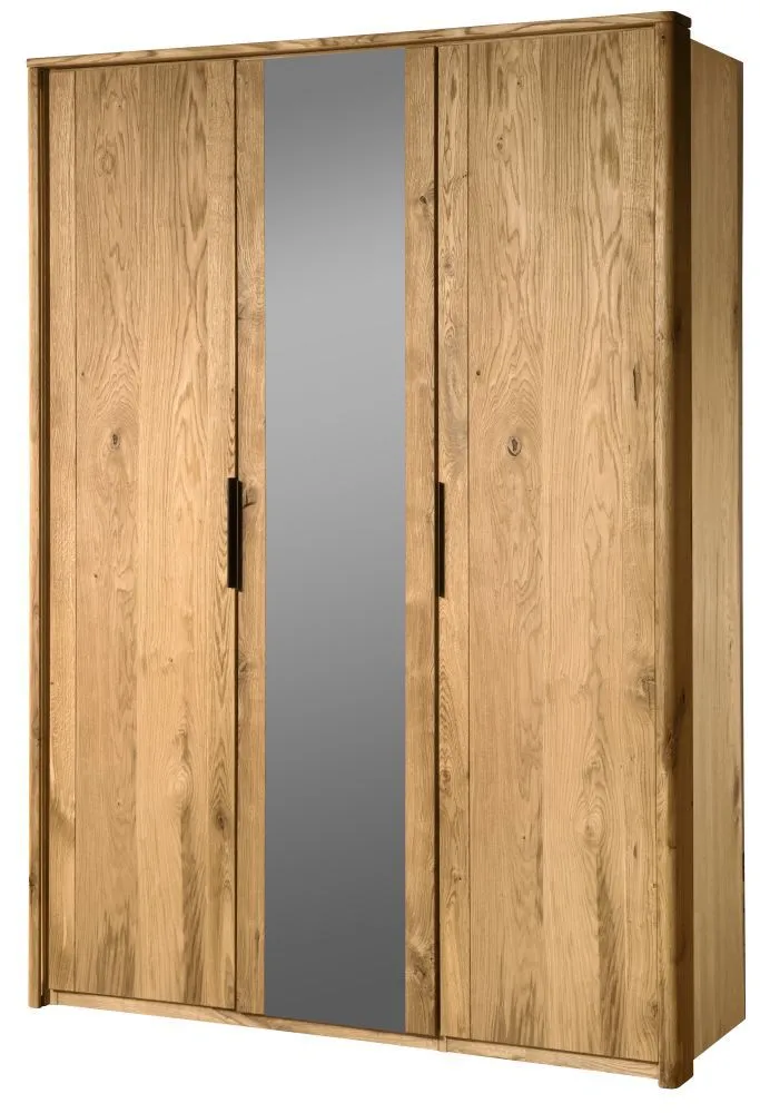 Drehtürenschrank / Kleiderschrank mit Rahmen Teresina 02, Farbe: Natur, Eiche teilmassiv – 222 x 155 x 64 (H x B x T)