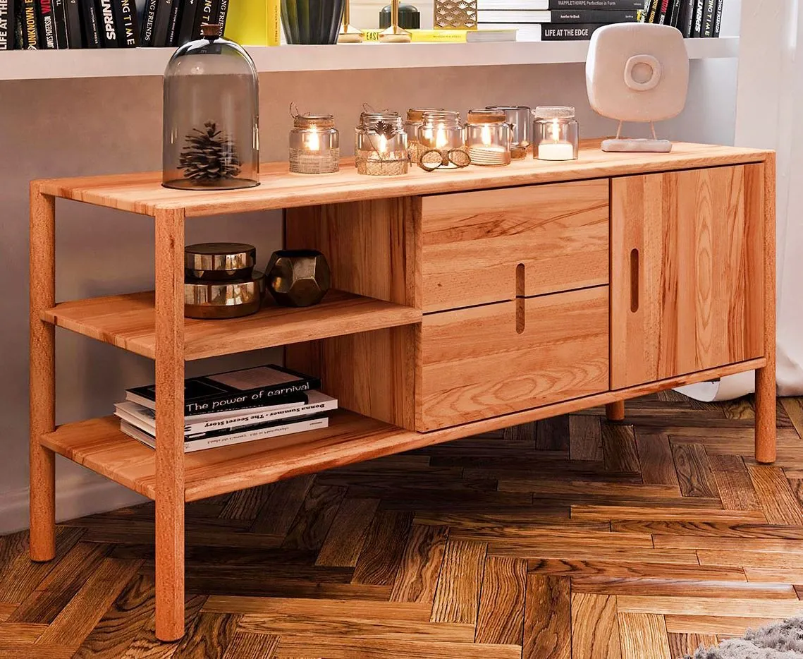 Kommode Wellsford 19 Kernbuche massiv geölt - Abmessungen: 64 x 142 x 46 cm (H x B x T)