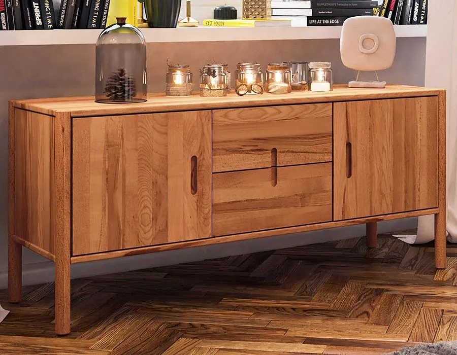 Kommode Wellsford 21 Kernbuche massiv geölt - Abmessungen: 64 x 142 x 46 cm (H x B x T)