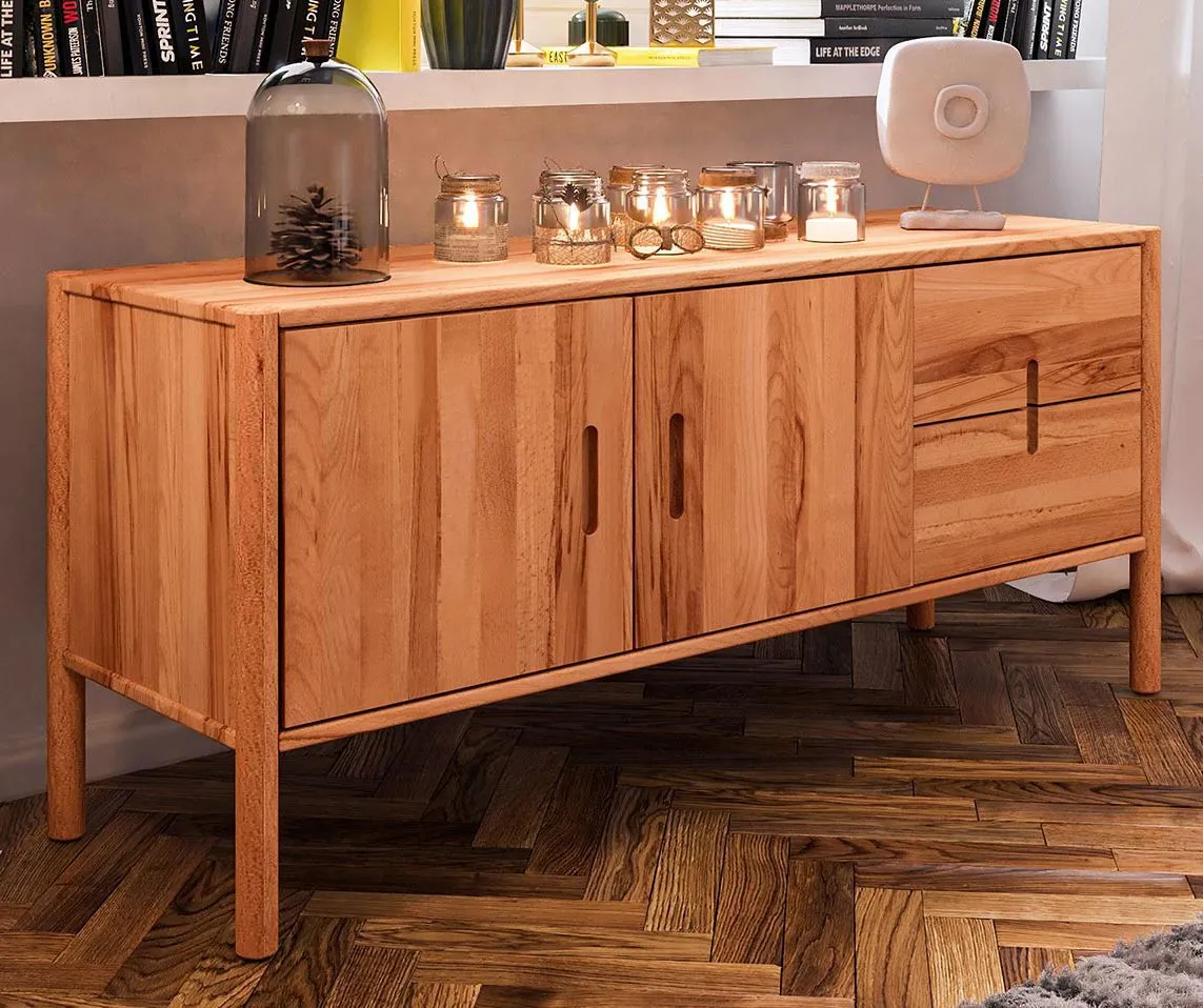 Kommode Wellsford 22 Kernbuche massiv geölt - Abmessungen: 64 x 142 x 46 cm (H x B x T)