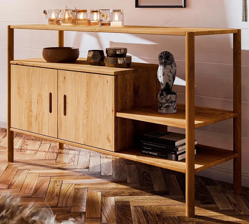 Regal Wellsford 33 Wildeiche massiv geölt - Abmessungen: 86 x 142 x 46 cm (H x B x T)