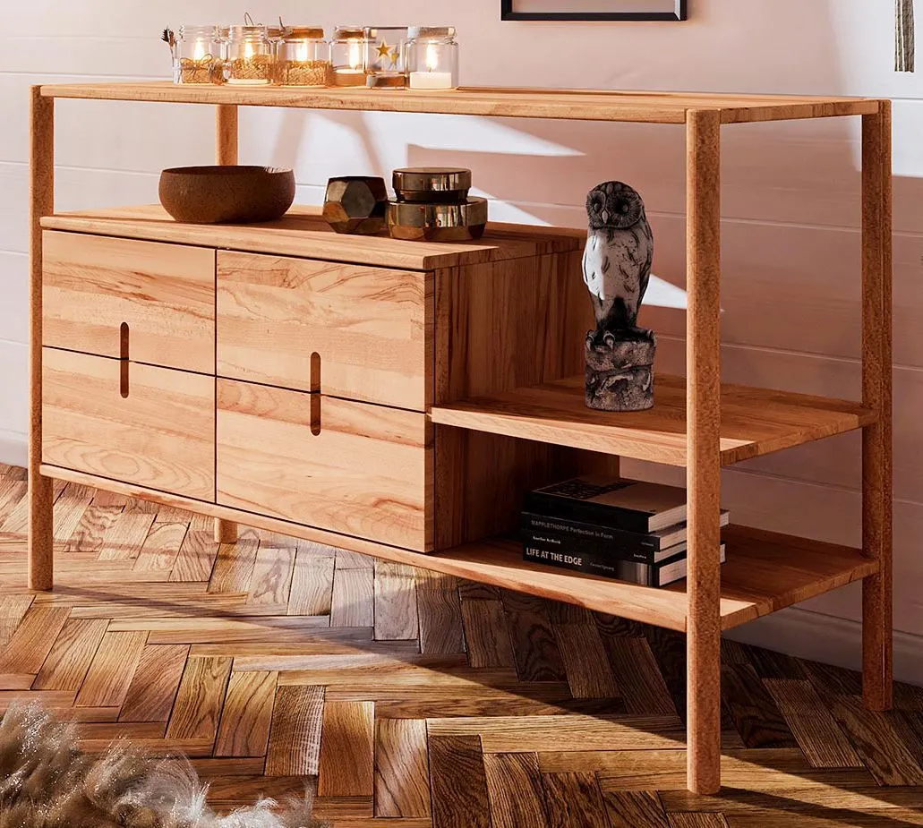 Regal Wellsford 34 Kernbuche massiv geölt - Abmessungen: 86 x 142 x 46 cm (H x B x T)