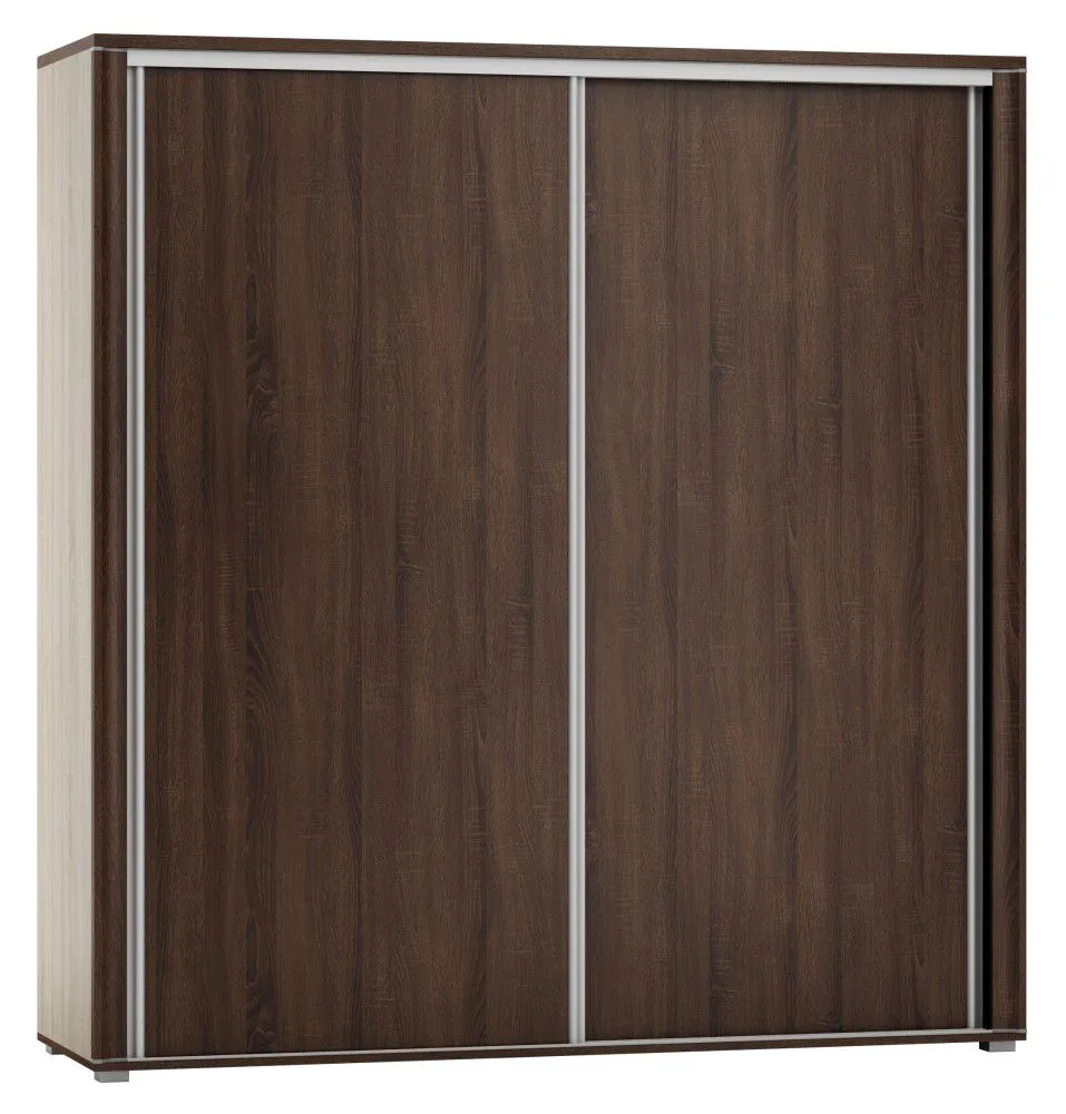 Schiebetürenschrank / Kleiderschrank Aitape 18, Farbe: Sonoma Eiche dunkel - Abmessungen: 188 x 150 x 60 cm (H x B x T)