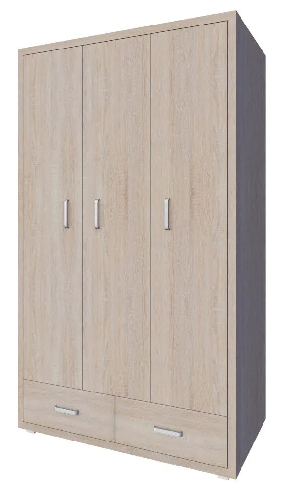 Drehtürenschrank / Kleiderschrank Kerowagi 09, Farbe: Sonoma Eiche - Abmessungen: 200 x 120 x 55 cm (H x B x T)