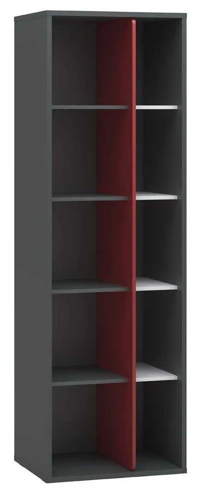 Jugendzimmer - Regal Maldonado 09, Farbe: Grau / Weiß - Abmessungen: 202 x 65 x 42 cm (H x B x T)