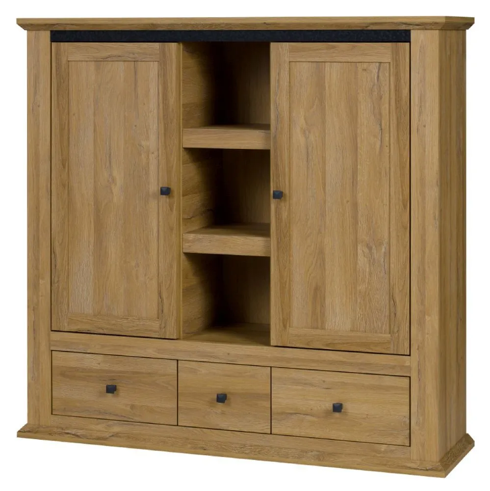 Vitrine Matam 07, Farbe: Eiche - 130 x 135 x 40 cm (H x B x T)