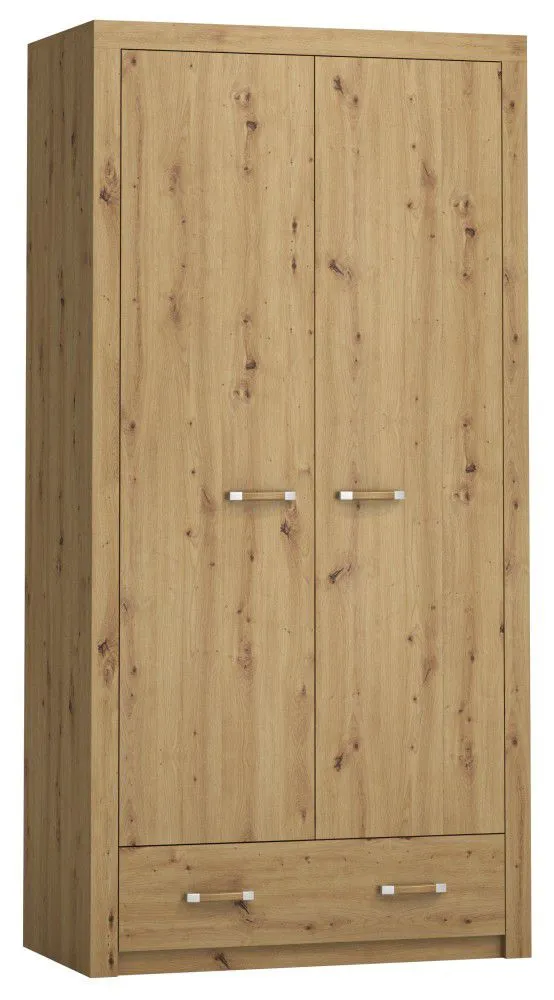 Drehtürenschrank / Kleiderschrank Vanimo 24, Farbe: Eiche - Abmessungen: 202 x 100 x 54 cm (H x B x T)