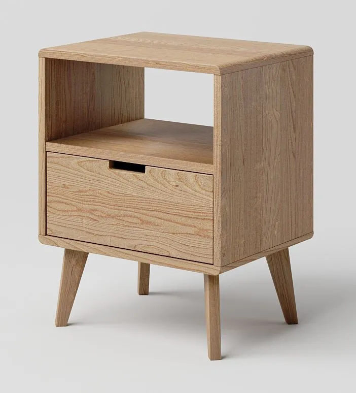 Nachtkommode Eiche massiv natur Aurornis 50 - Abmessungen: 64 x 50 x 40 cm (H x B x T)