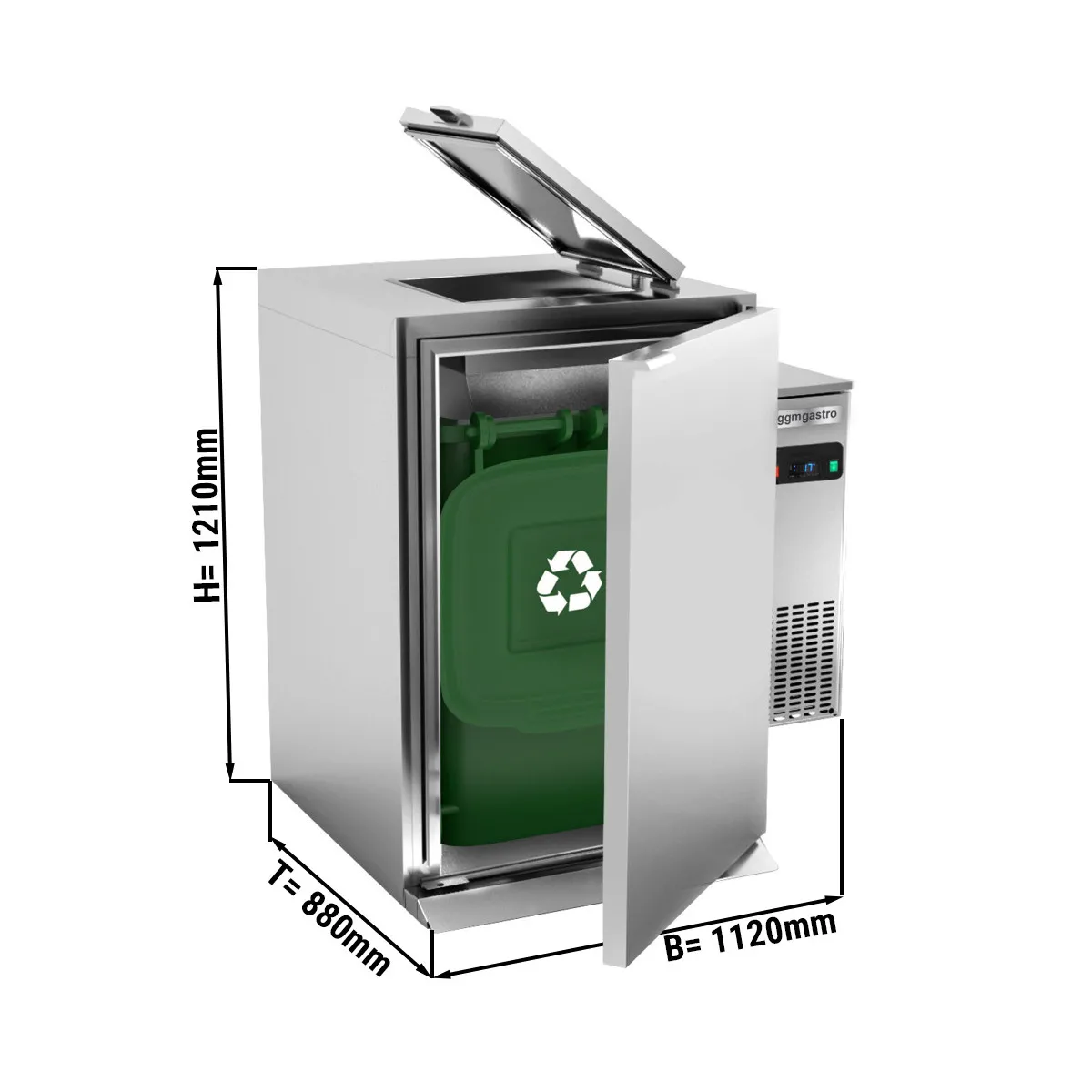 Nass - Abfallkühler 1x 120 Liter - Aggregat Rechts