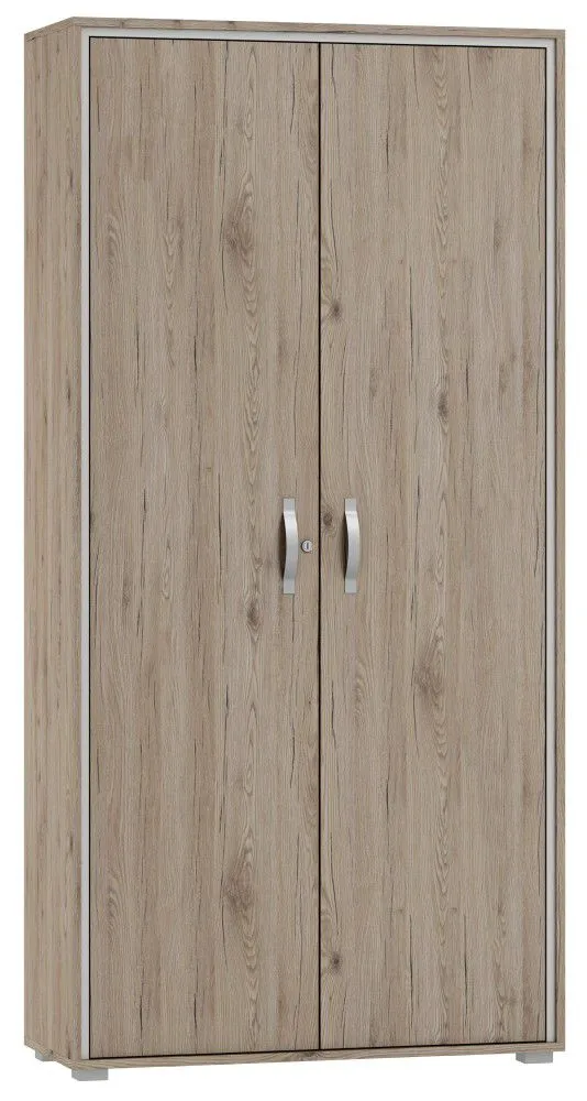 Schrank Cianjur 11, Farbe: Eiche / Weiß - Abmessungen: 209 x 90 x 40 cm (H x B x T)