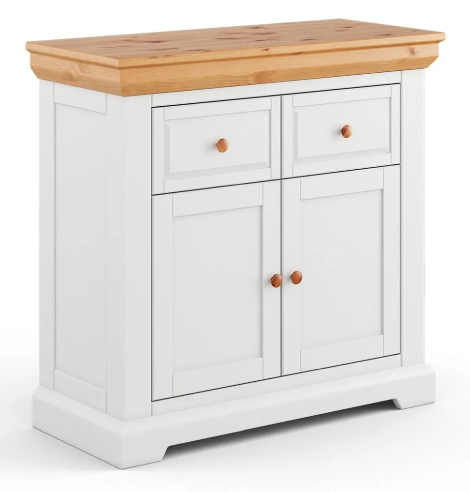 Kommode Bresle 09, Kiefer massiv, Farbe: Weiß / Natur - Abmessungen: 92 x 95 x 41 cm (H x B x T)