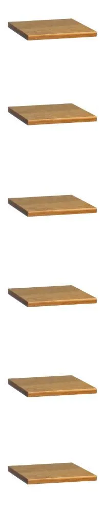 Hängeregal / Wandregal Set, 6-teilig, Olinda 04, Farbe: Natur, Eiche teilmassiv – 186 x 34 x 34 (H x B x T)