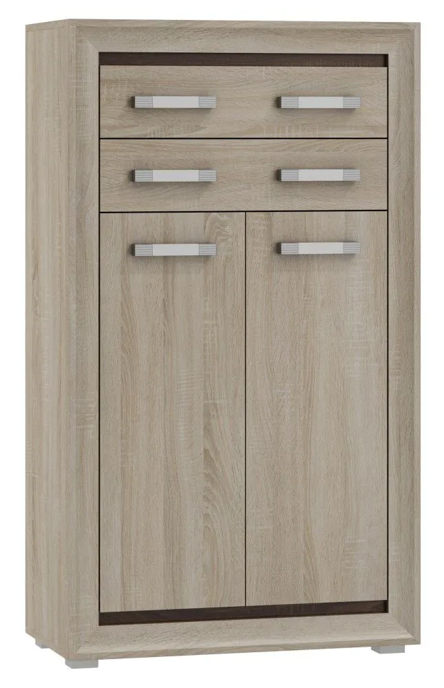 Kommode Kundiawa 07, Farbe: Sonoma Eiche hell / Sonoma Eiche dunkel - Abmessungen: 140 x 80 x 40 cm (H x B x T)