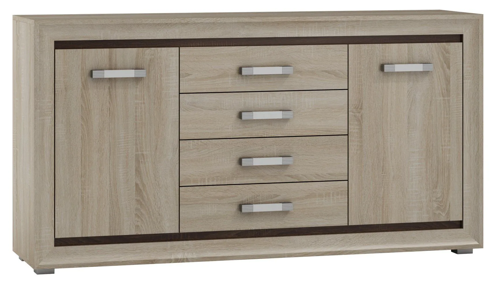 Kommode Kundiawa 11, Farbe: Sonoma Eiche hell / Sonoma Eiche dunkel - Abmessungen: 84 x 160 x 40 cm (H x B x T)