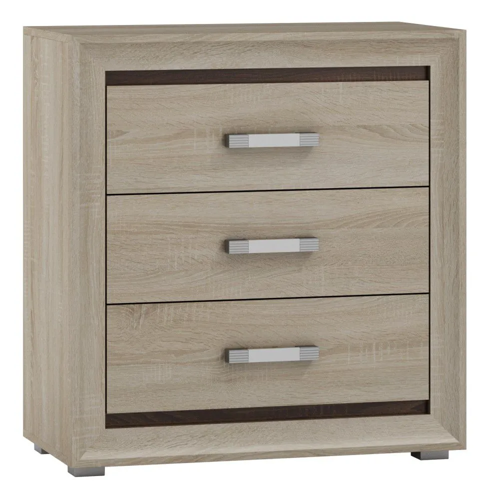 Kommode Kundiawa 05, Farbe: Sonoma Eiche hell / Sonoma Eiche dunkel - Abmessungen: 85 x 80 x 40 cm (H x B x T)