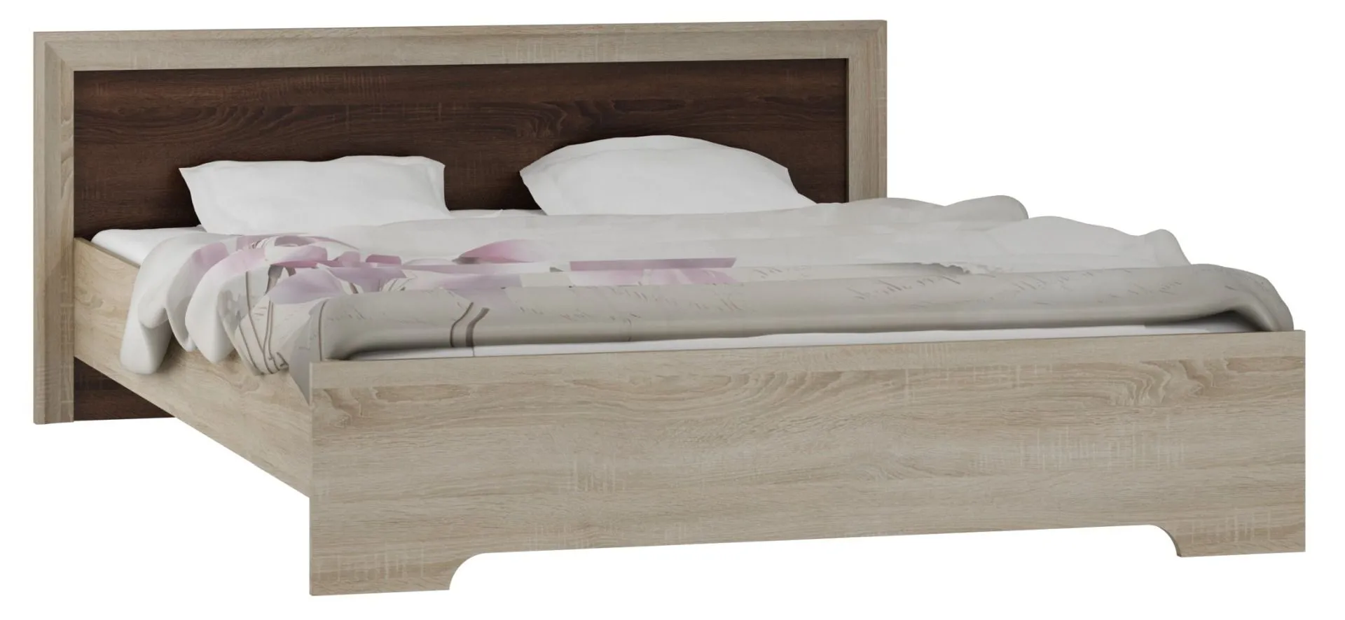 Doppelbett Kundiawa 26, Farbe: Sonoma Eiche hell / Sonoma Eiche dunkel - Liegefläche: 160 x 200 cm (B x L)