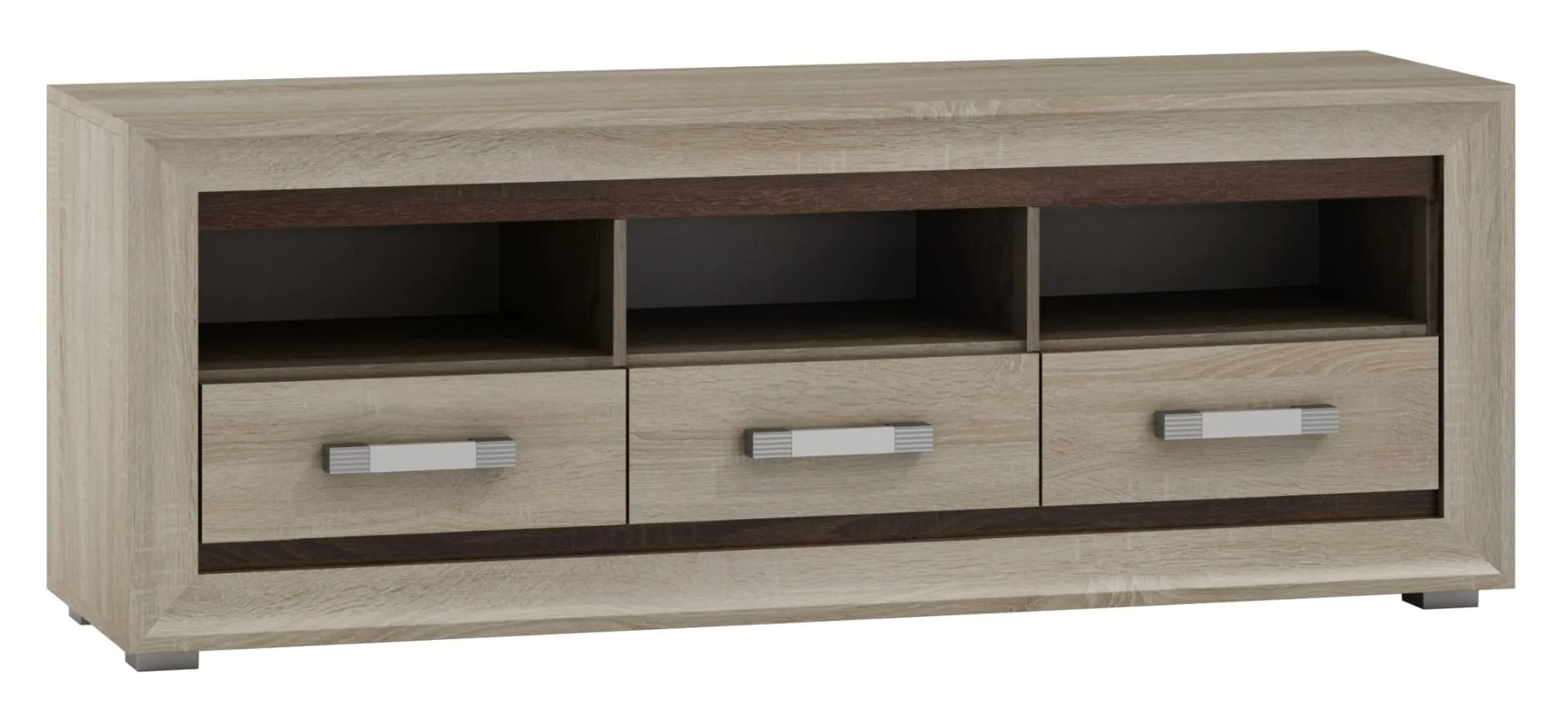 TV-Unterschrank Kundiawa 16, Farbe: Sonoma Eiche hell / Sonoma Eiche dunkel - Abmessungen: 50 x 160 x 40 cm (H x B x T)