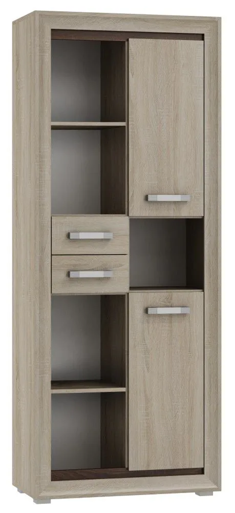 Schrank Kundiawa 29, Farbe: Sonoma Eiche hell / Sonoma Eiche dunkel - Abmessungen: 200 x 80 x 40 cm (H x B x T)