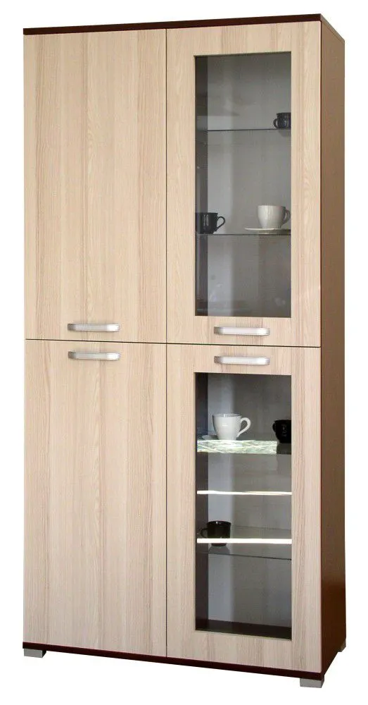 Vitrine Cikupa 22, Farbe: Nuss / Ulme - Abmessungen: 190 x 90 x 40 cm (H x B x T)