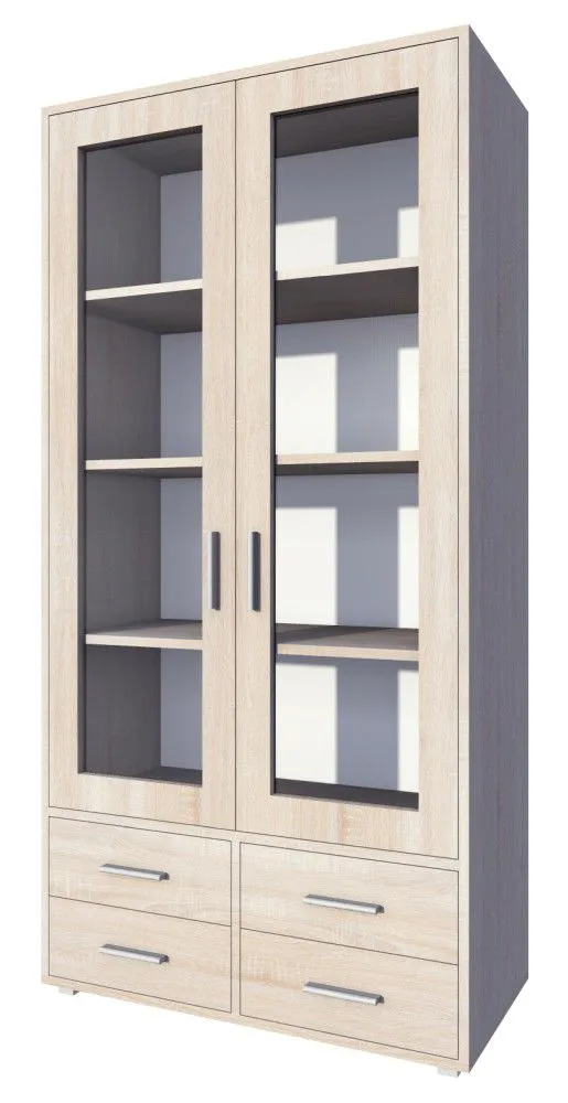 Vitrine Garut 12, Farbe: Sonoma Eiche - Abmessungen: 194 x 100 x 40 cm (H x B x T)