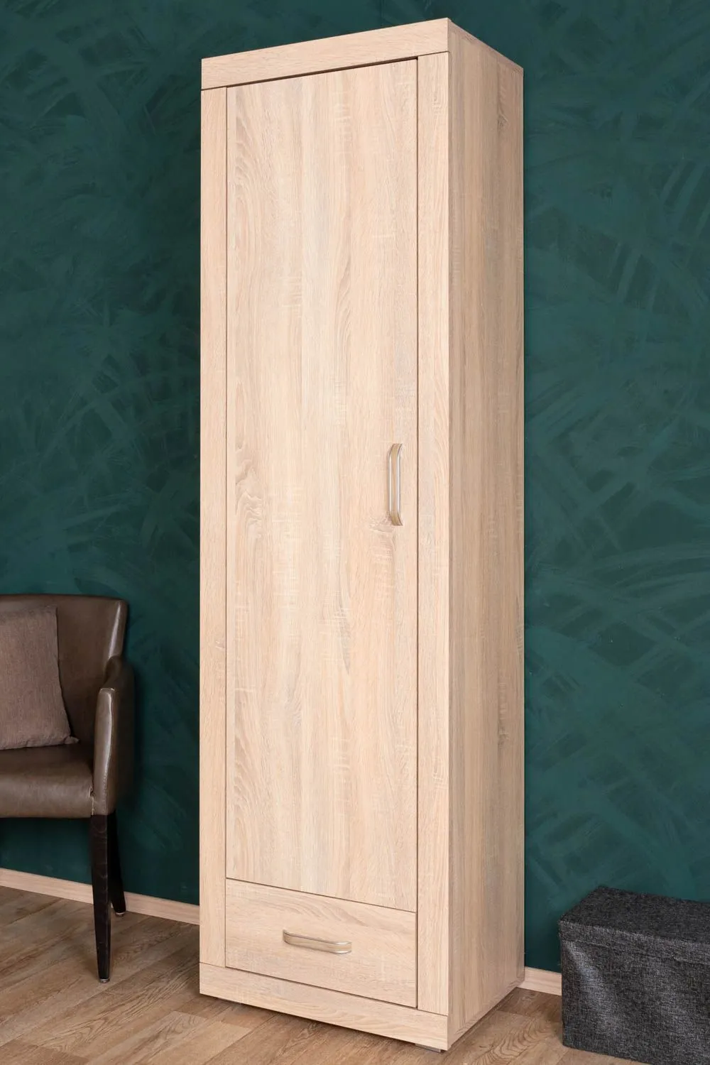 Schrank Lorengau 32, Farbe: Sonoma Eiche - Abmessungen: 202 x 58 x 40 cm (H x B x T)