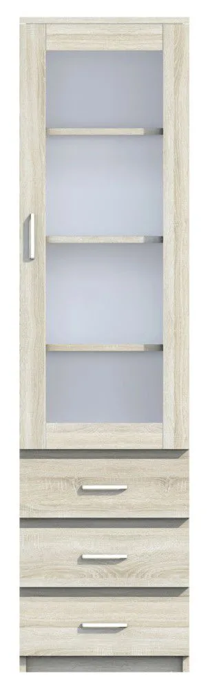 Vitrine Pamulang 01, Farbe: Sonoma Eiche - Abmessungen: 200 x 52 x 40 cm (H x B x T)