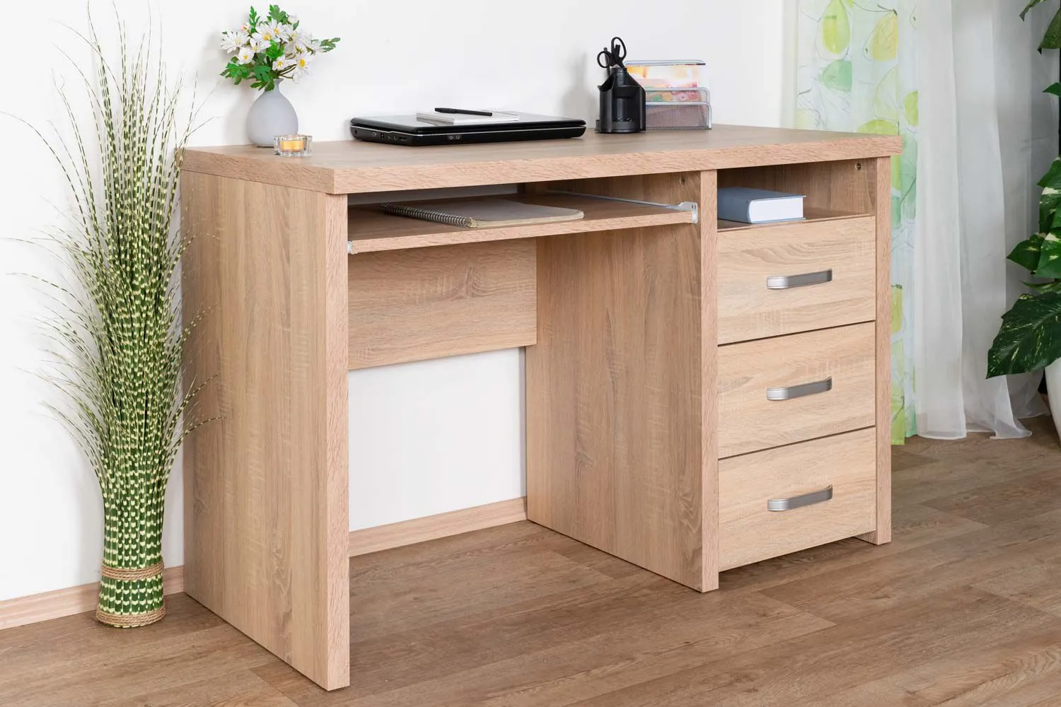 Schreibtisch Kerowagi 14, Farbe: Sonoma Eiche - Abmessungen: 77 x 120 x 60 cm (H x B x T)