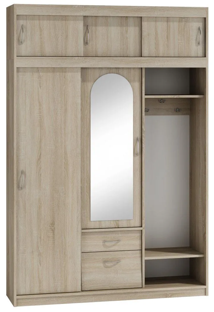 Garderobe Paseh 03, Farbe: Sonoma Eiche - Abmessungen: 220 x 150 x 40 cm (H x B x T)