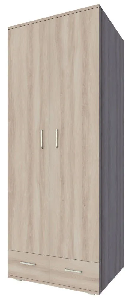 Drehtürenschrank / Kleiderschrank Kisaran 16, Farbe: Sonoma Eiche - Abmessungen: 200 x 80 x 55 cm (H x B x T)