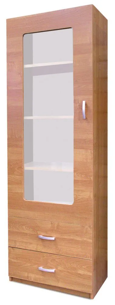 Vitrine Kisaran 20, Farbe: Erle - Abmessungen: 190 x 64 x 40 cm (H x B x T)