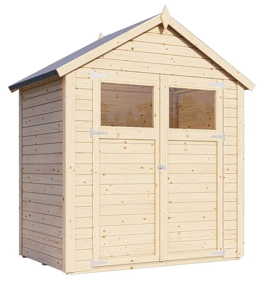 Gerätehaus Landshut 01 inkl. Fußboden, Naturbelassen - 14 mm Elementgartenhaus, Nutzfläche: 2,10 m², Satteldach