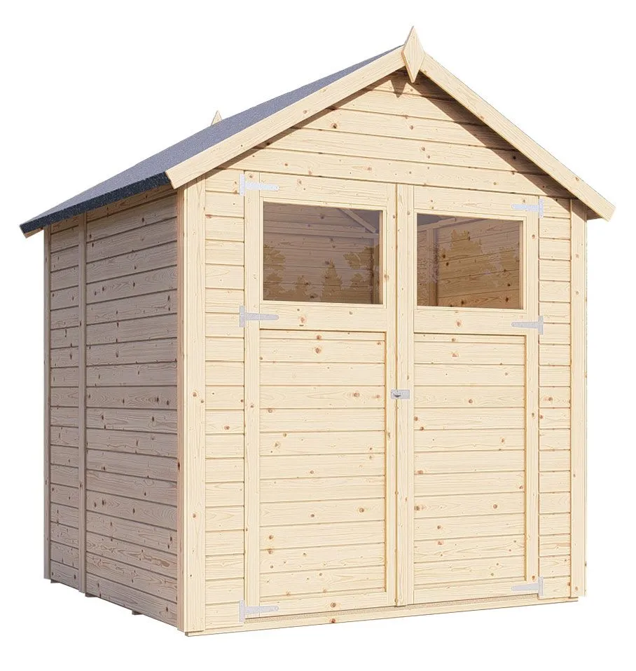 Gerätehaus Landshut 02 inkl. Fußboden, Naturbelassen - 14 mm Elementgartenhaus, Nutzfläche: 3,00 m², Satteldach