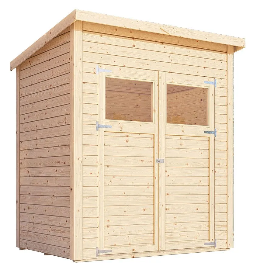 Gartenhaus Dresden 01 inkl. Fußboden, Naturbelassen - 14 mm Elementgartenhaus, Nutzfläche: 2,10 m², Pultdach