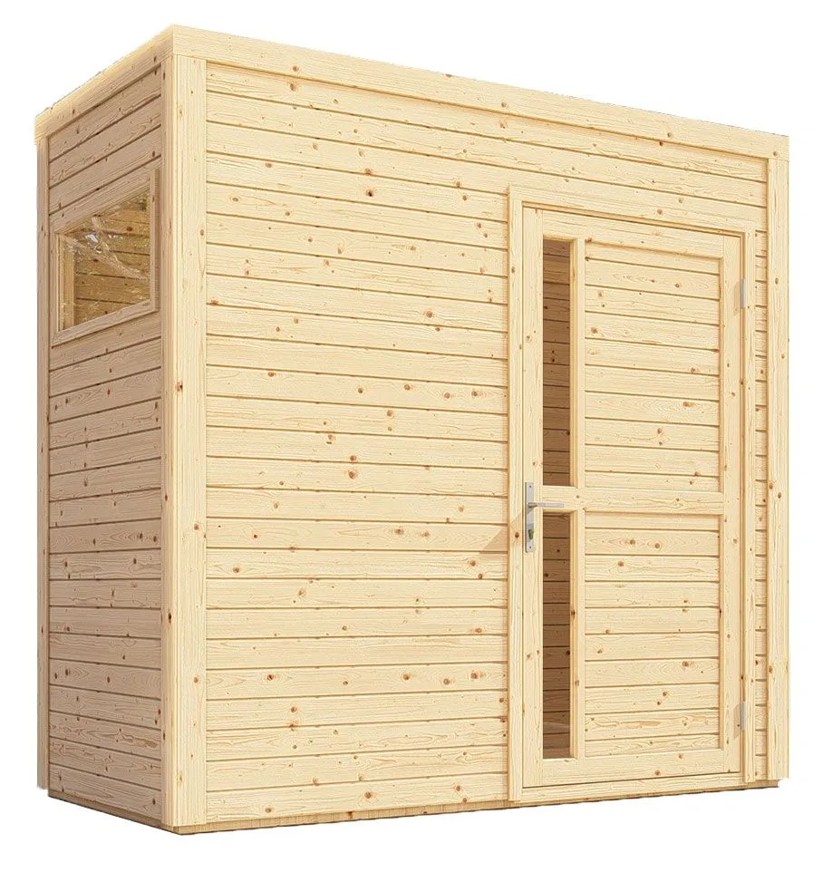 Gartenhaus Basel 01 inkl. Fußboden, Naturbelassen - 19 mm Elementgartenhaus, Nutzfläche: 2,60 m², Flachdach