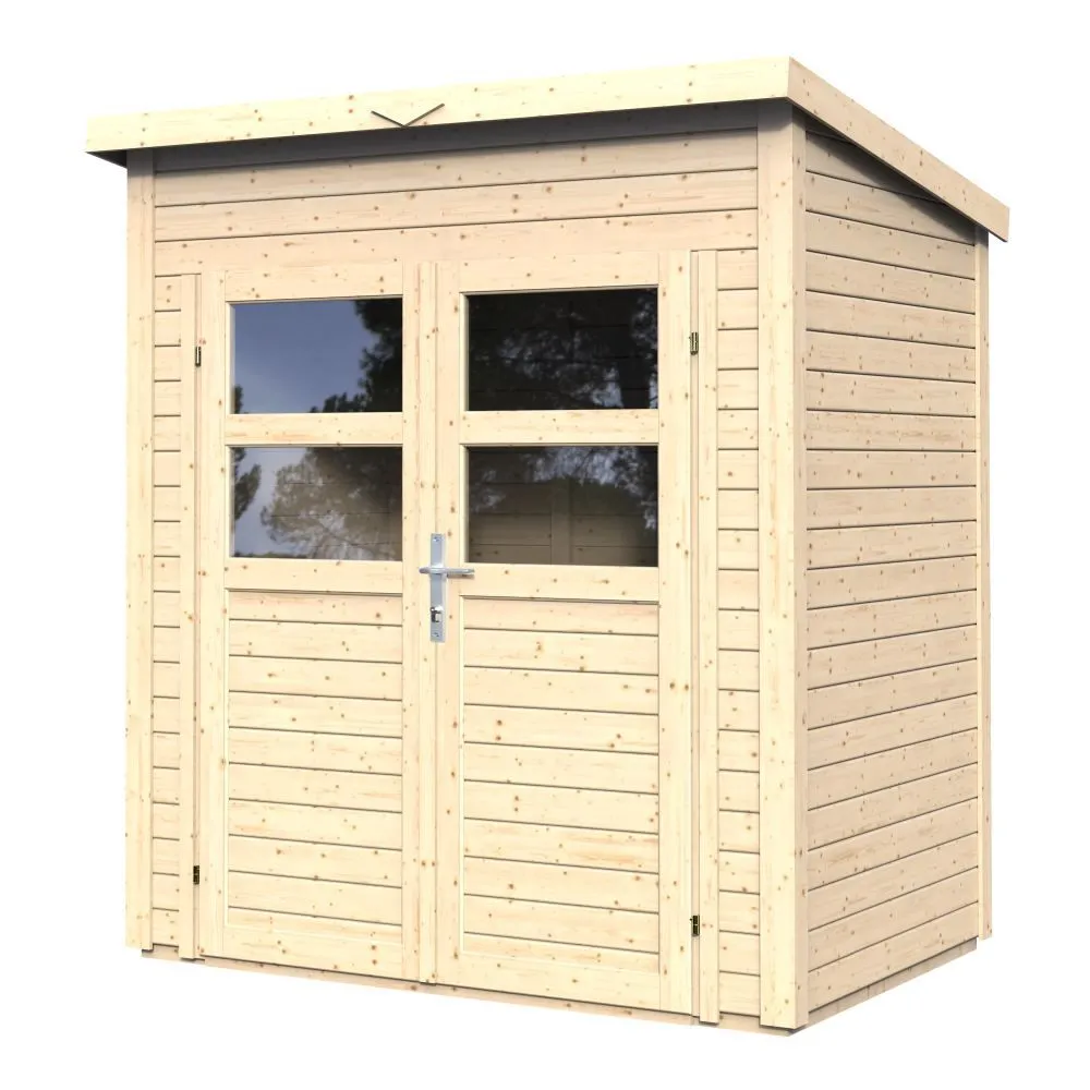 Gerätehaus Freiberg 01 inkl. Fußboden, Naturbelassen - 19 mm Elementgartenhaus, Nutzfläche: 2,19 m², Pultdach