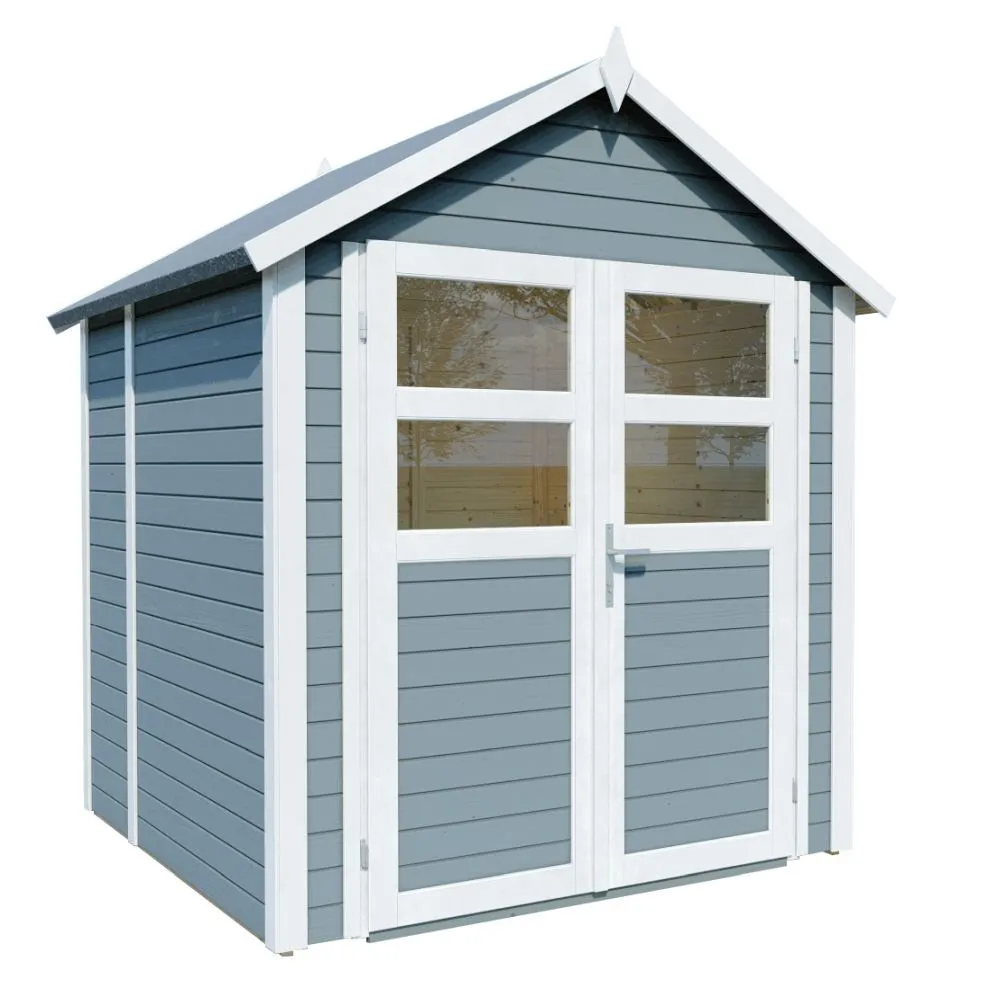 Gerätehaus Waldsee 02 inkl. Fußboden, Hellgrau lackiert - 19 mm Elementgartenhaus, Nutzfläche: 3,17 m², Satteldach
