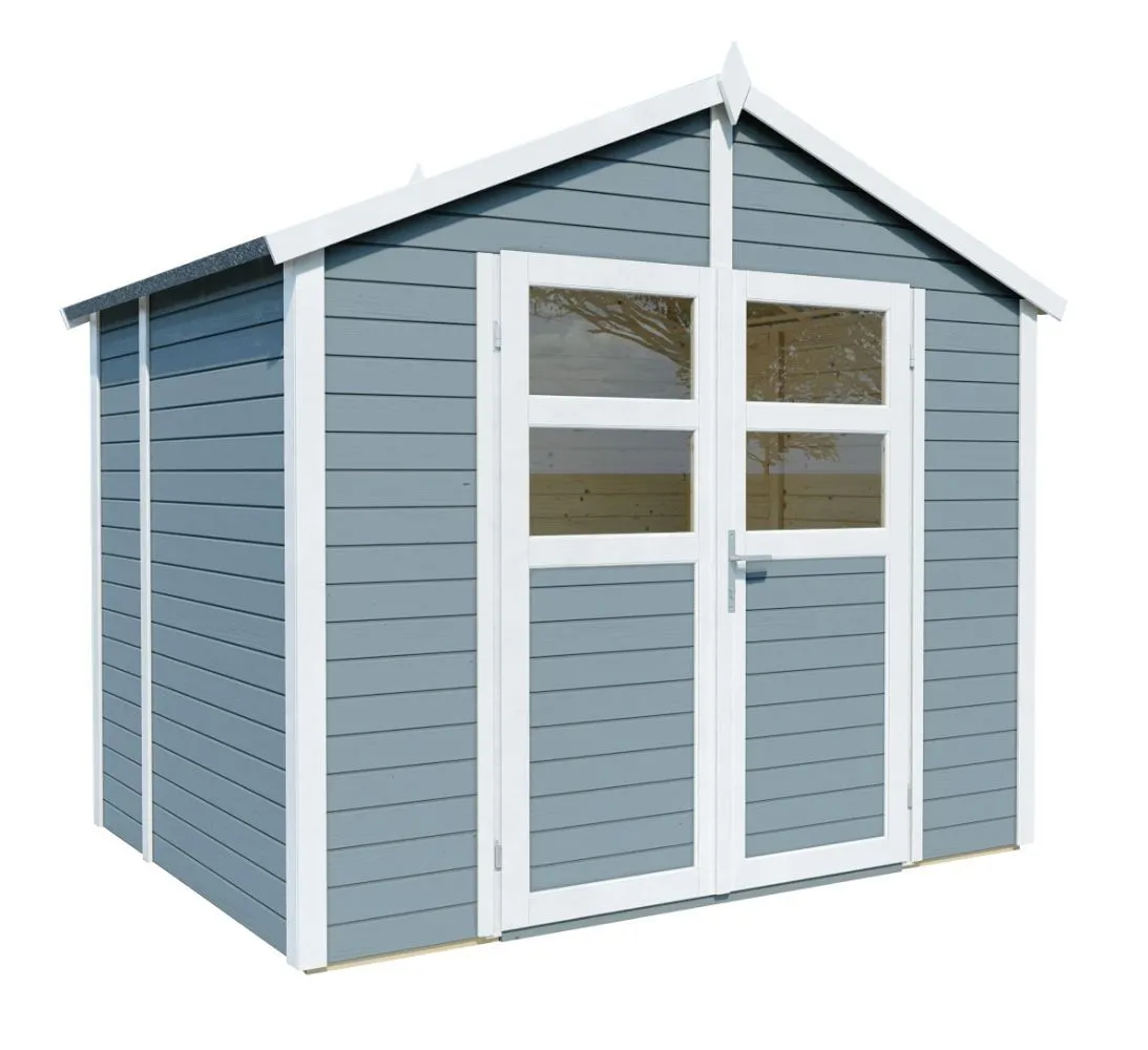 Gerätehaus Waldsee 03 inkl. Fußboden, Hellgrau lackiert - 19 mm Elementgartenhaus, Nutzfläche: 4,31 m², Satteldach