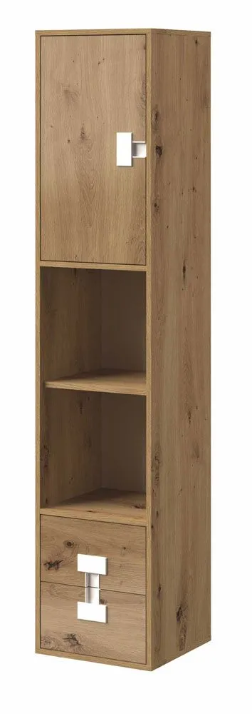 Jugendzimmer - Schrank Garian 06, Farbe: Eiche / Weiß, Abmessungen: 191 x 40 x 40 cm (H x B x T)