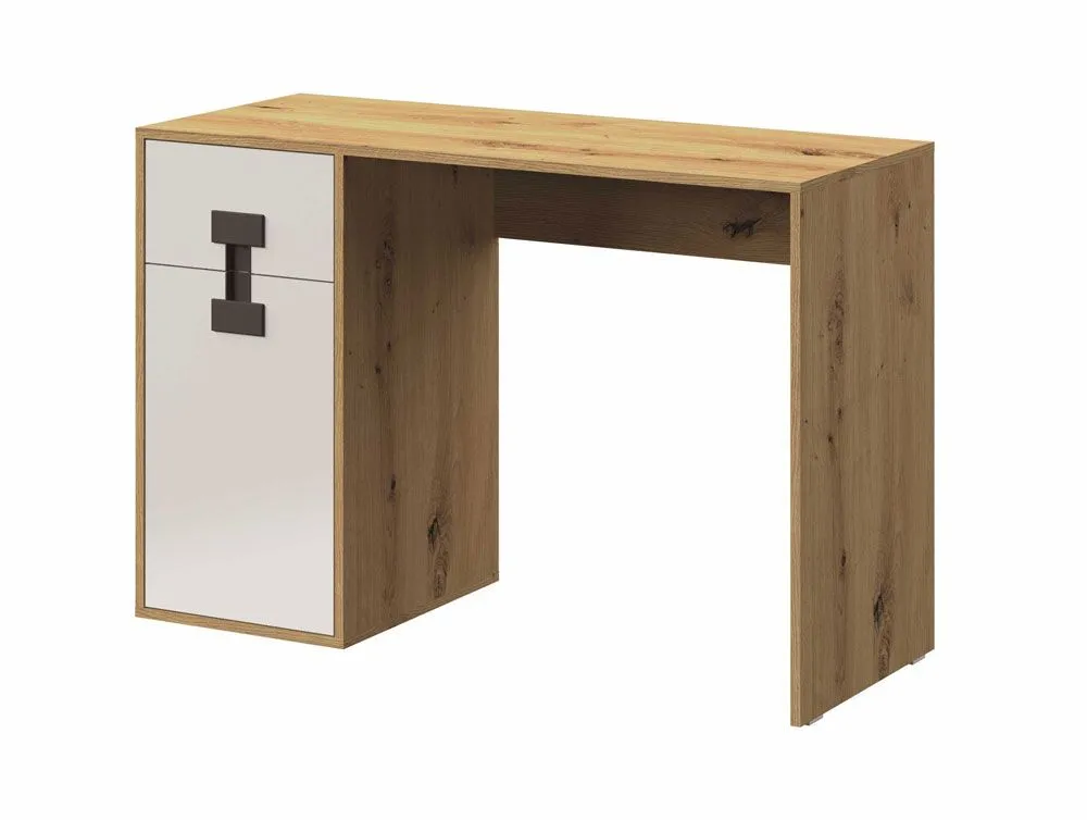 Jugendzimmer - Schreibtisch Garian 10, Farbe: Eiche / Weiß / Grau  -  Abmessungen: 82 x 120 x 50 cm (H x B x T)