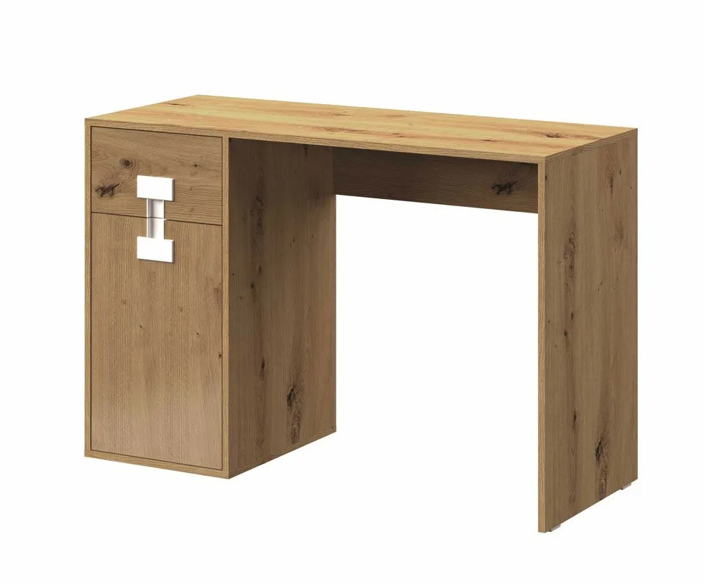 Jugendzimmer - Schreibtisch Garian 10, Farbe: Eiche / Weiß - Abmessungen: 82 x 120 x 50 cm (H x B x T)