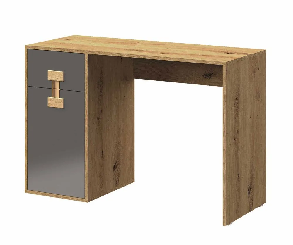 Jugendzimmer - Schreibtisch Garian 10, Farbe: Eiche / Grau - Abmessungen: 82 x 120 x 50 cm (H x B x T)