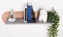 Kleines Hängeregal / Wandregal Klemens 10 für Jugend- und Kinderzimmer, Grau / Eiche, 19 x 70 x 17 cm, zweifarbig und modern, ideal kombinierbar