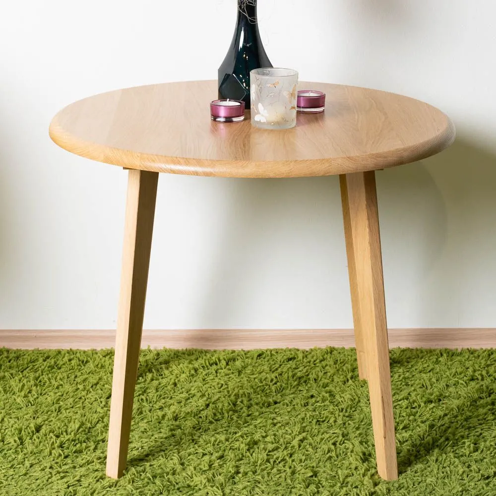 Couchtisch Eiche massiv natur Aurornis 78 (rund) - Abmessungen: 60 x 60 x 50 cm (B x T x H)