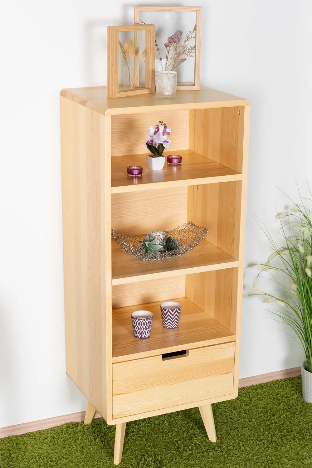 Regal Kiefer massiv natur Aurornis 23 - Abmessungen: 125 x 50 x 40 cm (H x B x T)